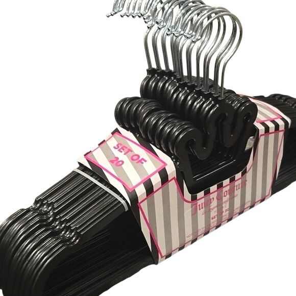 Juicy Couture Notched Shoulder Space Saving Crown Top Set of 20 Hangers- Black - Picture 11 of 12